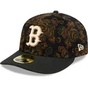 bone-curvo-preto-justo-59fifty-low-profile-floral-cord-three-looms-printed-corduroy-da-boston-red-sox-mlb-da-new-era