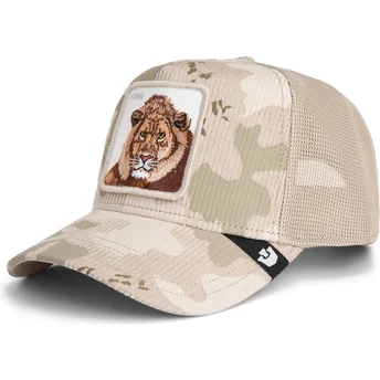 Boné trucker bege leão King Corduroy Camo The Farm da Goorin Bros.