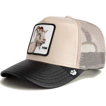 Boné trucker bege e preto cabra Him Courtside The Farm da Goorin Bros.