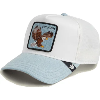 Boné trucker branco e azul águia Fly High Denim The Farm da Goorin Bros.