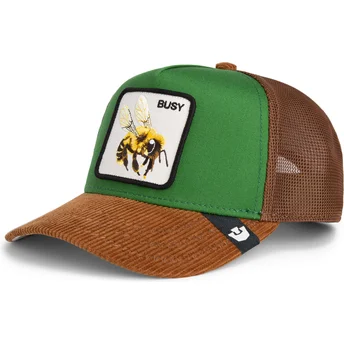 Boné trucker verde e castanho abelha Busy Remix The Farm da Goorin Bros.