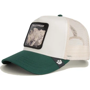 Boné trucker branco e verde rhinocéros Bulletproof Bulletproof Sport The Farm da Goorin Bros.