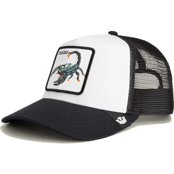 Boné trucker branco e preto escorpião Deadly The Farm da Goorin Bros.