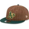bone-plano-castanho-e-verde-ajustavel-9fifty-retro-crown-wool-pinstripe-da-oakland-athletics-mlb-da-new-era