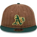 bone-plano-castanho-e-verde-ajustavel-9fifty-retro-crown-wool-pinstripe-da-oakland-athletics-mlb-da-new-era