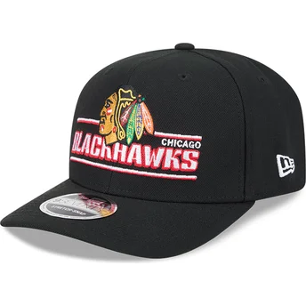 Boné curvo preto snapback 9SEVENTY Stretch Snap Stated da Chicago Blackhawks NHL da New Era