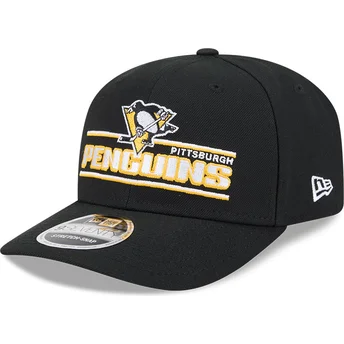 Boné curvo preto snapback 9SEVENTY Stretch Snap Stated da Pittsburgh Penguins NHL da New Era