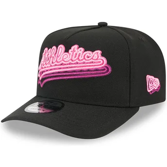Boné curvo preto snapback 9FIFTY A Frame Neon da Oakland Athletics MLB da New Era