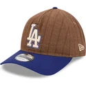 bone-curvo-castanho-e-azul-ajustavel-9twenty-a-frame-wool-pinstripe-da-los-angeles-dodgers-mlb-da-new-era
