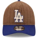 bone-curvo-castanho-e-azul-ajustavel-9twenty-a-frame-wool-pinstripe-da-los-angeles-dodgers-mlb-da-new-era