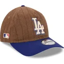 bone-curvo-castanho-e-azul-ajustavel-9twenty-a-frame-wool-pinstripe-da-los-angeles-dodgers-mlb-da-new-era