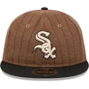 bone-plano-castanho-e-preto-ajustavel-9fifty-retro-crown-wool-pinstripe-da-chicago-white-sox-mlb-da-new-era