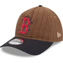 bone-curvo-castanho-e-azul-marinho-ajustavel-9twenty-a-frame-wool-pinstripe-da-boston-red-sox-mlb-da-new-era