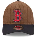 bone-curvo-castanho-e-azul-marinho-ajustavel-9twenty-a-frame-wool-pinstripe-da-boston-red-sox-mlb-da-new-era