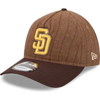 Boné curvo castanho ajustável 9TWENTY A Frame Wool Pinstripe da San Diego Padres MLB da New Era