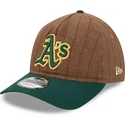 bone-curvo-castanho-e-verde-ajustavel-9twenty-a-frame-wool-pinstripe-da-oakland-athletics-mlb-da-new-era