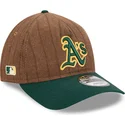 bone-curvo-castanho-e-verde-ajustavel-9twenty-a-frame-wool-pinstripe-da-oakland-athletics-mlb-da-new-era