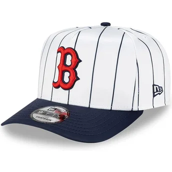 Boné curvo branco e azul marinho snapback 9FIFTY A Frame Satin Pinstripe da Boston Red Sox MLB da New Era