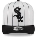 bone-curvo-branco-e-preto-snapback-9fifty-a-frame-satin-pinstripe-da-chicago-white-sox-mlb-da-new-era