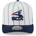 bone-curvo-branco-e-azul-marinho-snapback-9fifty-a-frame-satin-pinstripe-da-chicago-white-sox-mlb-da-new-era