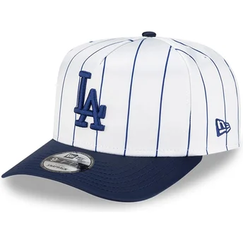 Boné curvo branco e azul snapback 9FIFTY A Frame Satin Pinstripe da Los Angeles Dodgers MLB da New Era