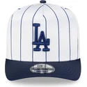 bone-curvo-branco-e-azul-snapback-9fifty-a-frame-satin-pinstripe-da-los-angeles-dodgers-mlb-da-new-era