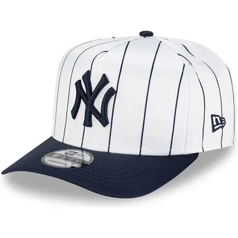 Boné curvo branco e azul marinho snapback 9FIFTY A Frame Satin Pinstripe da New York Yankees MLB da New Era