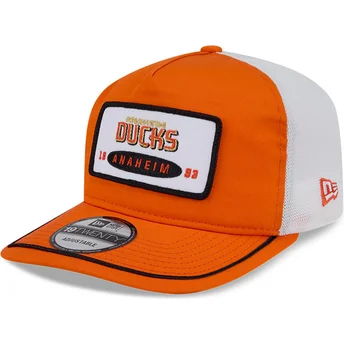 Boné curvo laranja e branco snapback 19TWENTY Embroidered Patch da Anaheim Ducks NHL da New Era