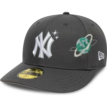 Boné curvo cinza justo 59FIFTY Planet Icon da New York Yankees MLB da New Era