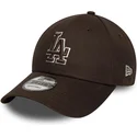 bone-curvo-castanho-ajustavel-9forty-outline-da-los-angeles-dodgers-mlb-da-new-era