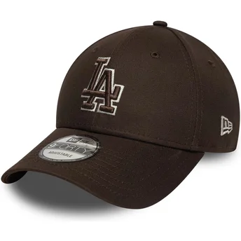 Boné curvo castanho ajustável 9FORTY Outline da Los Angeles Dodgers MLB da New Era