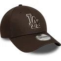 bone-curvo-castanho-ajustavel-9forty-outline-da-los-angeles-dodgers-mlb-da-new-era