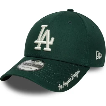 Boné curvo verde ajustável 9FORTY Visor Script da Los Angeles Dodgers MLB da New Era