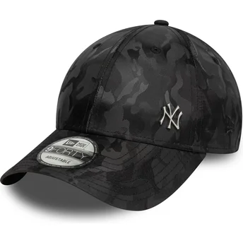 Boné curvo camuflagem preto ajustável 9FORTY Flawless Pin da New York Yankees MLB da New Era