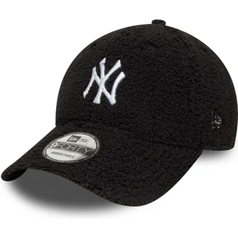 Boné curvo preto ajustável 9FORTY Winter Borg da New York Yankees MLB da New Era