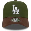 bone-curvo-verde-e-castanho-snapback-9forty-e-frame-suede-visor-da-los-angeles-dodgers-mlb-da-new-era