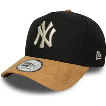 Boné curvo preto e castanho snapback 9FORTY E Frame Suede Visor da New York Yankees MLB da New Era