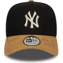 bone-curvo-preto-e-castanho-snapback-9forty-e-frame-suede-visor-da-new-york-yankees-mlb-da-new-era