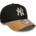 bone-curvo-preto-e-castanho-snapback-9forty-e-frame-suede-visor-da-new-york-yankees-mlb-da-new-era