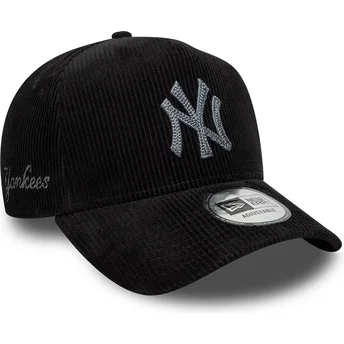 Boné curvo preto ajustável 9FORTY E Frame Cord da New York Yankees MLB da New Era