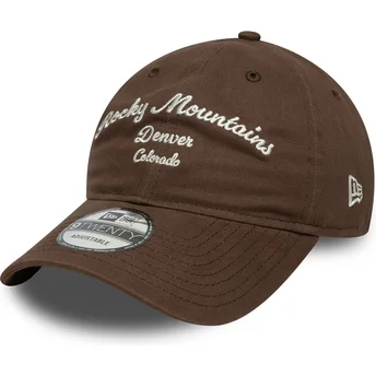 Boné curvo castanho ajustável Rocky Mountains 9TWENTY Wordmark da New Era