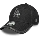 bone-curvo-preto-ajustavel-para-mulheres-9forty-sequin-denim-da-los-angeles-dodgers-mlb-da-new-era