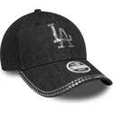 bone-curvo-preto-ajustavel-para-mulheres-9forty-sequin-denim-da-los-angeles-dodgers-mlb-da-new-era