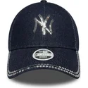 bone-curvo-azul-marinho-ajustavel-para-mulheres-9forty-sequin-denim-da-new-york-yankees-mlb-da-new-era