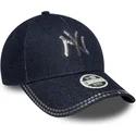 bone-curvo-azul-marinho-ajustavel-para-mulheres-9forty-sequin-denim-da-new-york-yankees-mlb-da-new-era