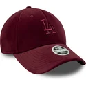 bone-curvo-grena-ajustavel-para-mulheres-9forty-velour-da-los-angeles-dodgers-mlb-da-new-era