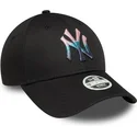bone-curvo-preto-ajustavel-para-mulheres-9forty-metallic-logo-da-new-york-yankees-mlb-da-new-era