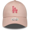 bone-curvo-rosa-ajustavel-para-mulheres-com-logo-rosa-9forty-league-essential-da-los-angeles-dodgers-mlb-da-new-era