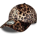 bone-curvo-leopardo-ajustavel-para-mulheres-9forty-leao-velour-da-new-york-yankees-mlb-da-new-era