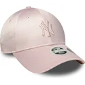 bone-curvo-rosa-ajustavel-para-mulheres-com-logo-rosa-9forty-satin-bow-back-da-new-york-yankees-mlb-da-new-era